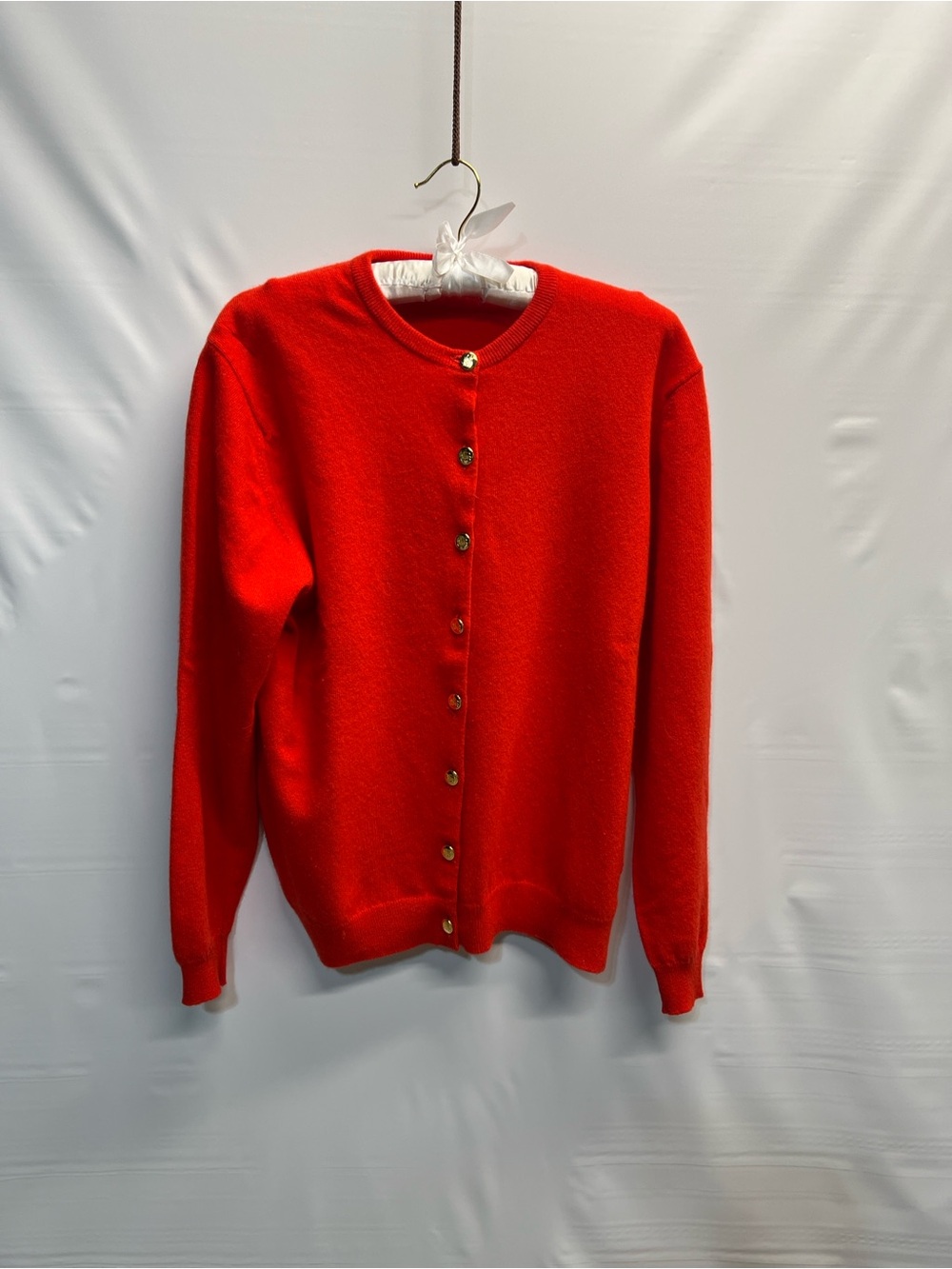 Vintage Burberrys Red Lambswool Cardigan Gold Buttons Scotland Size 42